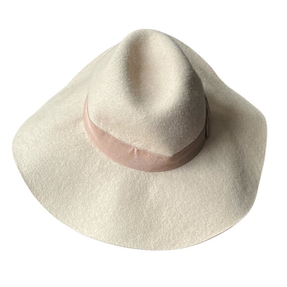 FOREVER 21 Size S/M 56.5cm 100% Wool Felted Floppy Hat Tan Darker Tan Bow - Picture 6 of 9